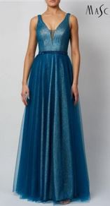 Abendkleid lang, blau