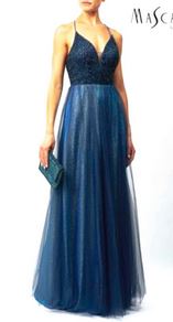 Abendkleid lang, blau